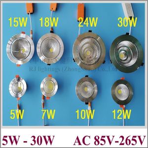 راحة تثبيت كوب LED بقعة سقف ضوء دائرة الضوء 5W 7W 10W 12W 15W 18W 24W 30W COB شفرة الرادياتير الألومنيوم AC85V-265V339K