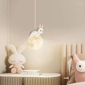 Chandeliers Cute Little White Squirrel Children's Room Lamps Romantic Princess Girl Boy Bedroom Bedside Chandelier