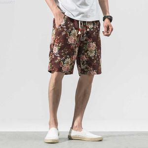 Herren-Shorts, 2023, Herren-Badehose mit Retro-Bedruckung, Sommer-Männer, schnell trocknend, Baumwoll-Leinen, Seefischer-Shorts, männlich, Haiian-Strandshorts, M-5XL, L230719