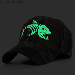 Bollmössor Glänsande broderade fiske Mäns baseballmössa Kamouflage Jakt Män hatt utomhus Sport Sun Hat Leisure Bone Coffin Z230719