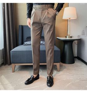 Męskie garnitury mężczyźni mężczyźni czarne spodnie wysokiej jakości sukienka ślubna formalny pielęgnacja Brytyjska styl Slim Fit Business Casual Suit