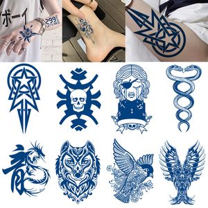 Semi-permanent vattentät tillfällig tatuering skalle orm blommor kropp konst tatuering klistermärke full falska tatoo kvinnor män