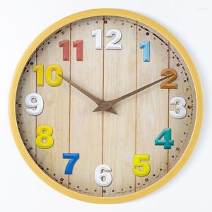 Wall Clocks 12 Inch Large Colorful Clock Vintage Cartoon Home Design Watch With Silent Mechanism For Children Bedroom Reloj Pared