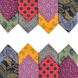 Bow Ties Design Fashion Men's Tie 8cm Yellow Green Red Neckties Jacquard Woven Gravatas Silk Paisley Floral Neck For Men