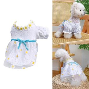 Dog Apparel P82E Cats Outfits For Only Clothes Cute Daisies Dress Pet Costume Summer Clothing Accessory Girl Dogs