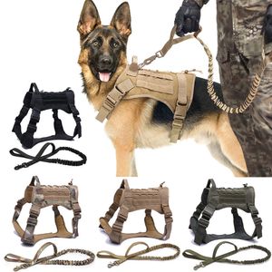 Hundhalsar Leases Tactical Dog Harnesses Pet Training Vest Dog Harness and Treh Set For Small Medium Big Dogs Walking Hunting Poster 230719