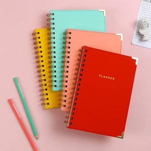 DOMIKEE 2023 Söt Macaron Leather Spiral Dots Notebook Office School Journal Notebooks Stationery Supplies Gift A5