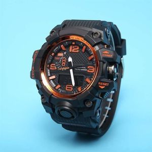 Vanlig 1000 Leisure Sports Men's Quartz Digital Waterproof LED Watch Exakt World Time284G