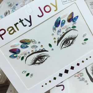 3D Shiny Crystal Face Sticker Tattoo Beauty DIY Bar Music Festival Decor Self Adhesive Rhinestone Stickers Party Face Jewels