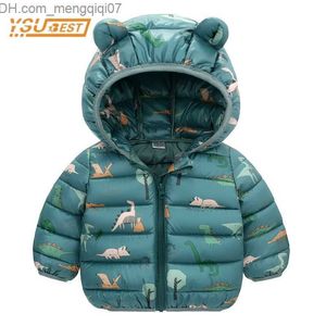 Manteau d'hiver bébé garçons et filles à manches longues dessin animé dinosaure doudoune 1-5ans enfants bébé veste épais enfants à capuche manteau à glissière Z230719