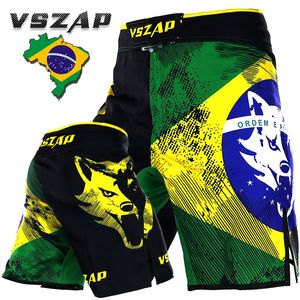 Herrshorts Vszap Men's Brasilian Boxing Shorts Tryckt MMA Shorts Combat Grab Shorts Polyester Kick Gel Thai Boxing Shorts MMA Boxing 230718
