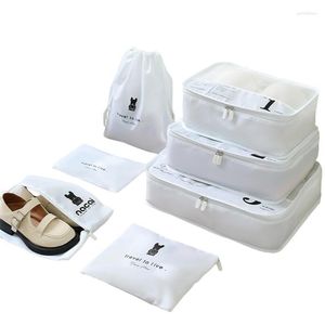 旅行用荷物用の収納バッグパッキングキューブ7PCSポータブルオーガナイザースーツケース女性の防水
