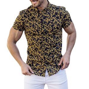 Europeiska amerikanska mäns casual tröjor Summer New Lapel Print Mans korta ärm Hawaiian Flower Shirt Fashion Shirt Men's Clothing