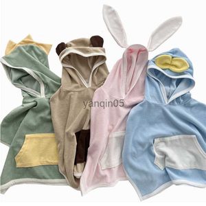 Pullover Cartoon Baby Bath Handduk Microfiber Cotton Hooded Beach Handduk Nyfödd Cape Handdukar mjuka poncho barn badar spädbarn tvättduk hkd230719