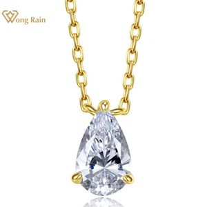 Strands Strings Wong Rain 100% 925 Sterling Silver Pear Cut High Carbon Diamonds Gemstone Anniversary Simple Pendant Necklace Daily Fine Jewelry 230718