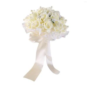 Dekorativa blommor brud som håller bröllop bukett handgjorda buketter för brud konstgjord jubileumsdekoration