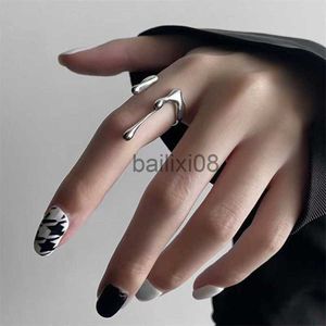 Band Rings Punk Geometric Irregular Liquid Lava Waterdrop Shaped Open Rings For Women Vintage Silver Color Metal Rings Personality Jewelry J230719