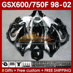 Svart silverskropp för Suzuki Katana GSX600F GSXF600 GSXF750 GSXF 600 750 CC 98 99 00 01 02 169NO 6 600CC 750CC GSX750F GSXF-600 G2857