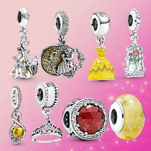 925 Silver Fit Pandora Charm Beast Rose Bead Dangle Fashion Charms Set Pendant DIY Fine Beads Jewelry