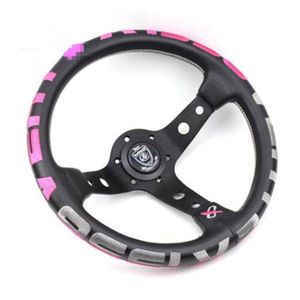 330mm Vertex 1996 Pink Stitch Leather Deep Dish Steering Wheel Fo MOMO Hub Drift292e