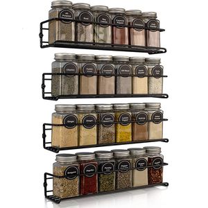 Storage Holders Racks 2/4Pcs Spice Organizer Rack Wall Mount Spice Jars Set Rack Hanging Shelf Door Seasoning Bottle Holder Kitchen Spice Jar Storage 230718