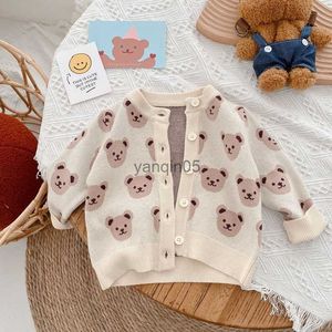 Pullover 0-6 Years Sweater Sweater Autumn Winter Boy Girl Long Sleeve Cartoon Bear Bear Cardigan Outwear Outwear Children Athoutwear Complements HKD230719