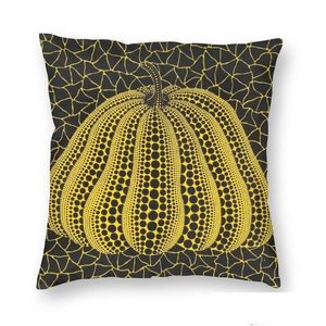 Almofada/Travesseiro Decorativo Amarelo Yayoi Kusama Abóbora Estojo Quadrado Decoração para Casa 3D Impressão em Dois Lados Minimalis Almofada Moderna Er For Dhjku