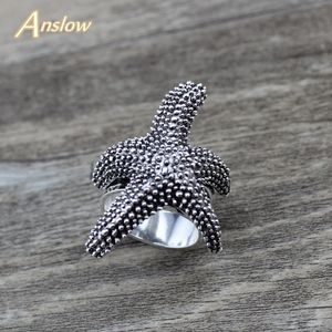 Anslow helt nya mode smycken vintage stor stor sjöstjärna justerbara fingerringar för män kvinnor alla hjärtans dag gåva low0027ar