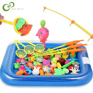 Sand Play Water Fun Children Boy girl fishing toy set suit magnetic play water baby toys fish square gift for kids GYH 230719