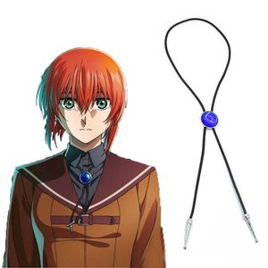 Bolo Ties Anime The Ancient Magus' Bride Ainsworth Elias Cosplay Cross Necklace Pendant Bolo Tie Rounded Jewel Bolo Collar Rope Necklace HKD230719