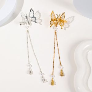 Gold Silver Butterfly Tassel Hairpin Elegant Female Butterfly Side Clip Butterfly Hairpin Headdress Accessories