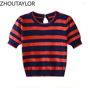 レディースTシャツZhoutaylor Tees Women Office Lady Puff Sleeve Summer o-NeckSlim Fit TシャツFEMMEフレンチスタイルファッショントップ女性S3998