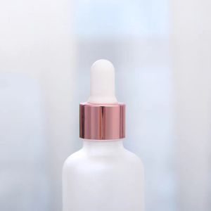 Roségoldener Verschluss, 5–100 ml, klare Milchglas-Parfümflasche für ätherische Öle, flüssiges Reagenz, Pipette, Tropfflasche