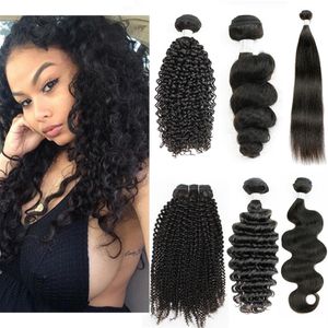 Kisshair 1 Pakiet Brazylijskie dziewicze ludzkie włosy proste ciało luźne głębokie fala Jerry Curly Afro Kinky Curl Natural Color261e