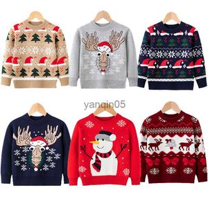 Pullover 2022 Christmas Boys Girls Sweater Winter Autumn Children Clothing Baby Girl Knitwear Pullover Knitted Sweater Kids Party Sweater HKD230719