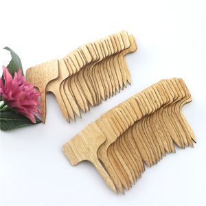 100pcs T-Type Bamboo Plant Labels Eco-Friendly Wooden Plant Sign Tags Garden Markers Bonsai Seed Potted Herbs Flowers