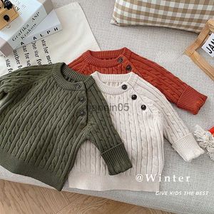 Пуловер зимний круговой вязаный свитер для детского мальчика Детский утолщен открытый плеч
