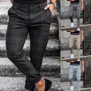 Pantaloni da uomo Modello a matita a scacchi larghi Streetwear Vintage per appuntamenti