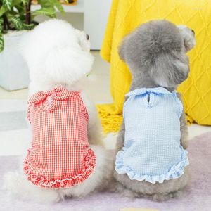 Abbigliamento per cani Abbigliamento per animali domestici Vestito con bretelle scozzesi per cani Vestiti per gatti Piccolo carino Sottile Moda primavera estate Accessori semplici per lo Yorkshire