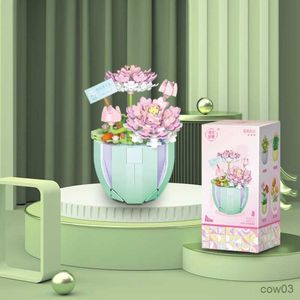 Blöcke Lotus Blume Baustein Ziegel Ewiger Blumenstrauß Modell Montage Kunststoff Pflanze Dekoration Lernspielzeug für Kinder Geburtstagsgeschenk R230720