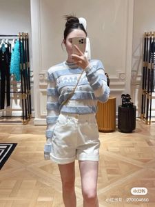 BA1 Main Women's Sweater Sticked Cardigan Luxury Brand Designer Brand Logo Sticked Blue New Autumn Winter Women Stylish Casual Cherry Cardigan Knitwear Stripe Top