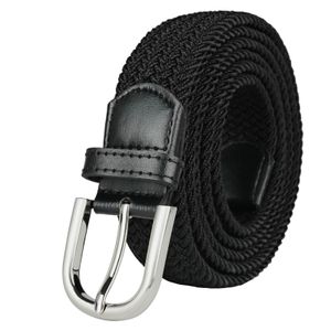 Neckbindningsbälten plus storlek till 75inch190 cm lång stretch elastisk flätad vävt midjebälte svart 230718