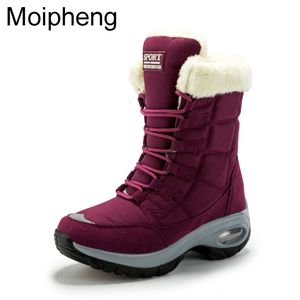 Botas Moipheng Botas Femininas Winter Keep Warm Qualidade Mid-Calf Snow Boots Ladies Lace-up Confortáveis Impermeáveis Botas Chaussures Femme 230718