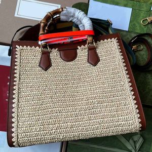 Handbag Purse Women Tote Bags Weaving Shoulder Bags Gold Hardware Letter Rattan Weaving Bamboo Joint Handle Top Quality Cowhide Genuine Leather Clutch