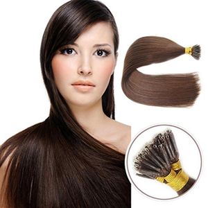 Grad 8a --- rak brun färg 100% peruansk mänsklig hår nano ring i hårförlängning med 14 ''-26 '' 1g per s290k