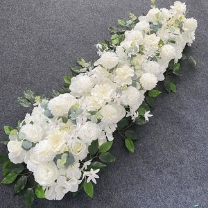100cm DIY Düğün Çiçek Duvar Düzenlemesi Malzemeleri Silk Peonies Rose Yapay Çiçek Sıralı Dekor Evlilik Demir Kemer Zemin
