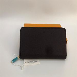 Zippy Wallet عمودي الطريقة الأكثر أناقة حول بطاقات المال والعملات المعدنية الشهيرة Design Men Leather Pres