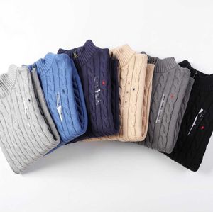 Nuovo design da uomo Polo maglione in pile Ralphs Camicie spessa mezza cerniera collo alto pullover caldo maglia sottile maglia Lauren maglioni piccolo cavallo marca cotone felpa