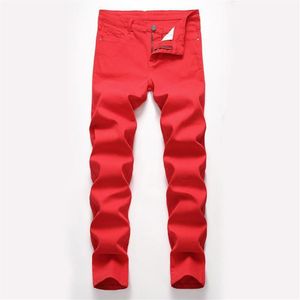 Модные мужские джинсы, разработанные прямыми джинсовыми брюками джинсы, повседневные узкие брюки красные желтые мужские брюки1204b