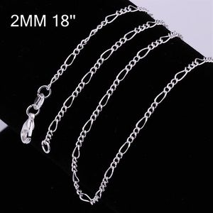 925 Sterling Silver Chain Fine Fashion Silver Jewelry Chain 2mm 16-24 tum Chains2631